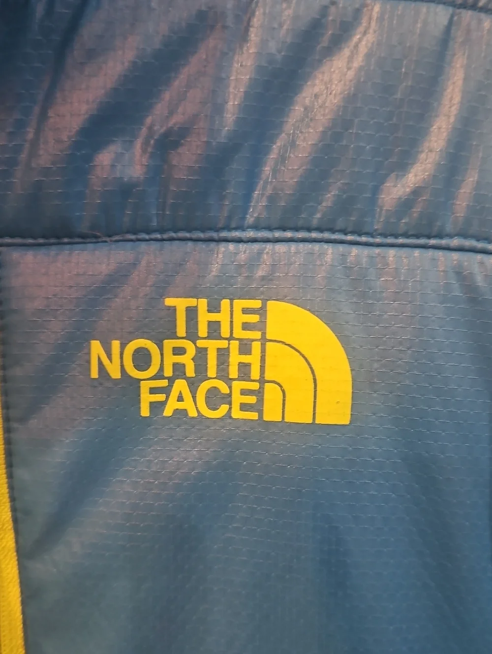 The North Face Summit Series Royal Blue Down Puffer Jacket w/ Yellow Accent